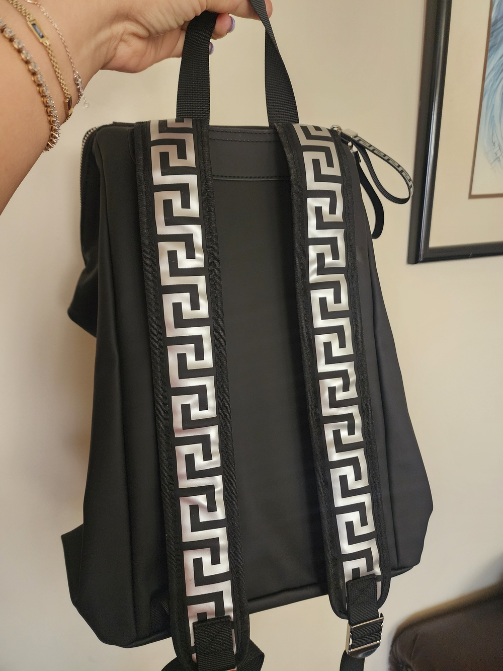 Versace Black Backpack with Silver Zippers - Picture 2 of 5